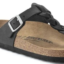 Birkenstock Gizeh Braid Suede Black Oil Leather- Regular/Wide -Hoka Shop 1021349 detail 1