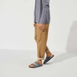 Birkenstock Arizona SFB Oil Leather Sandal - Dusty Blue - Regular/Wide -Hoka Shop 1022477 f look m