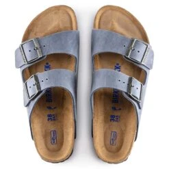 Birkenstock Arizona SFB Oil Leather Sandal - Dusty Blue - Regular/Wide -Hoka Shop 1022477 top