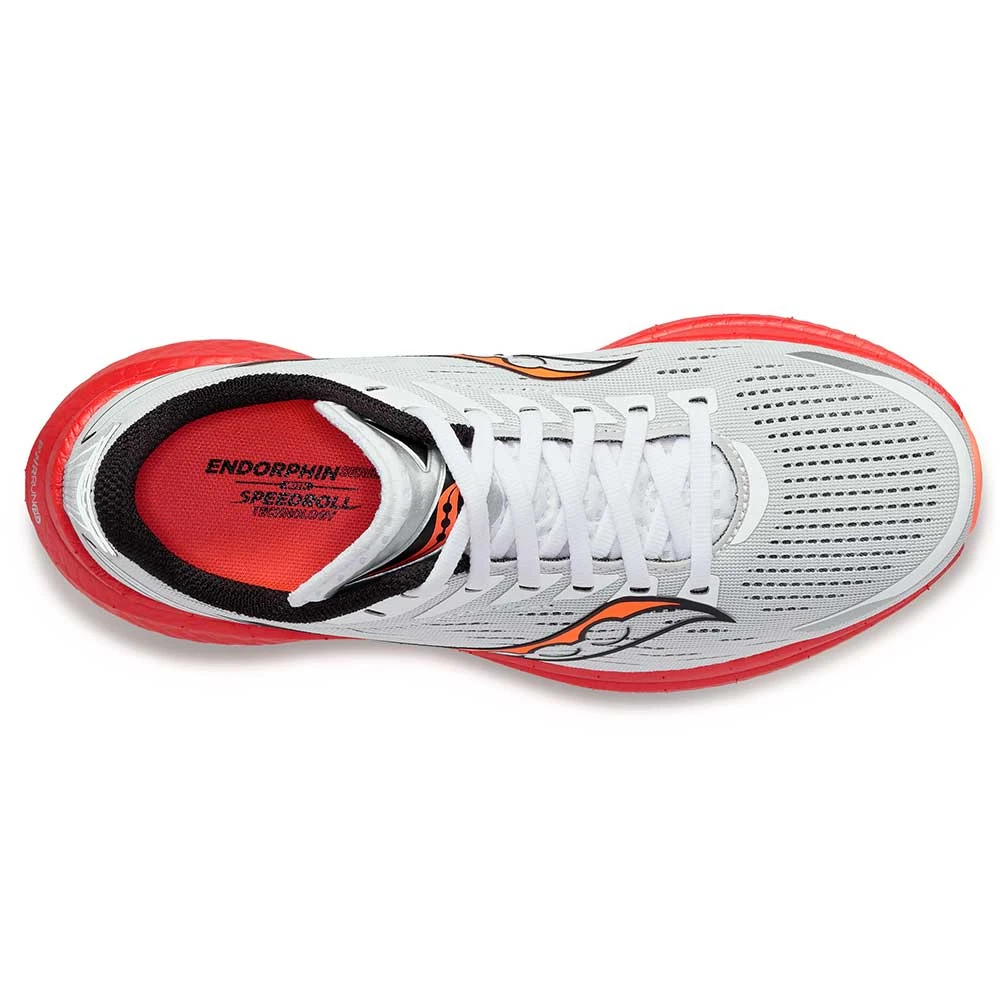 Saucony Men's Endorphin Speed 3 Running Shoe- White/Black/Vizi- Regular (D) 6 Saucony Men's Endorphin Speed 3 Running Shoe- White/Black/Vizi- Regular (D) - Image 4